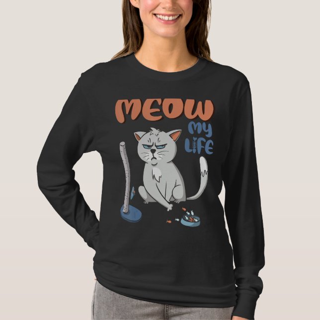 Camiseta Grumpy Grey Cat Funny No BS Given Cat People (Anverso)