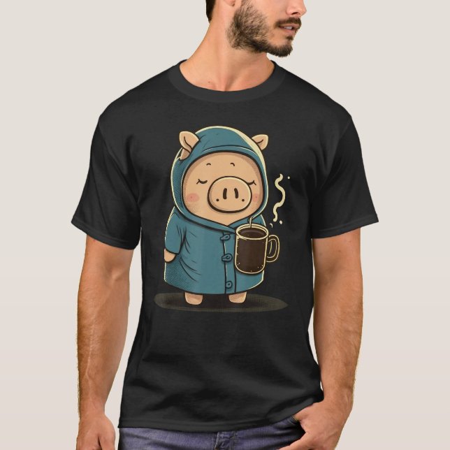 Camiseta Grumpy Pig Coffee Lover en el café Cerdo (Anverso)