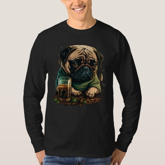 Camiseta Grumpy Pug Drinks Whisky (Anverso)