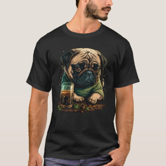 Camiseta Grumpy Pug Drinks Whisky