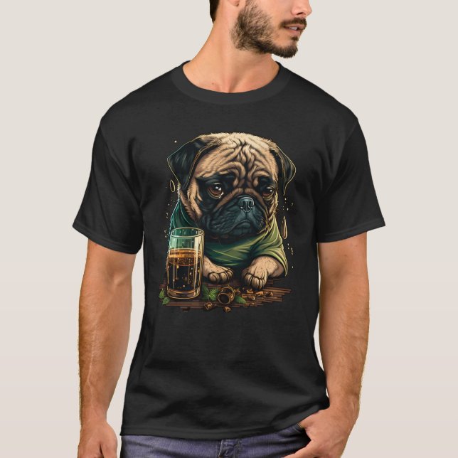 Camiseta Grumpy Pug Drinks Whisky (Anverso)