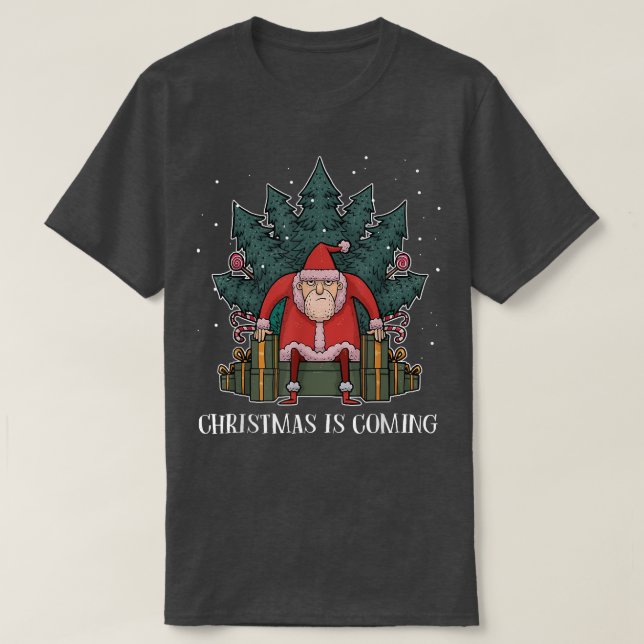 Camiseta Grumpy Santa Claus Tree Presente Throne Funny Chri (Diseño del anverso)