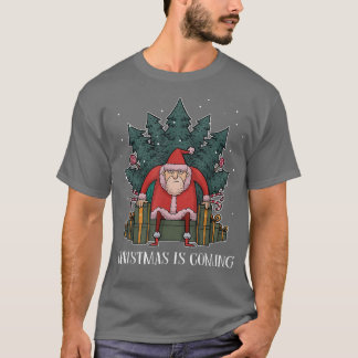 Camiseta Grumpy Santa Claus Tree Presente Throne Funny Chri