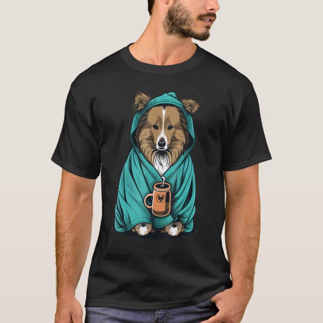 Camiseta Grumpy Sheltie Coffee  Dog on Coffee Shetland Shee (Anverso)