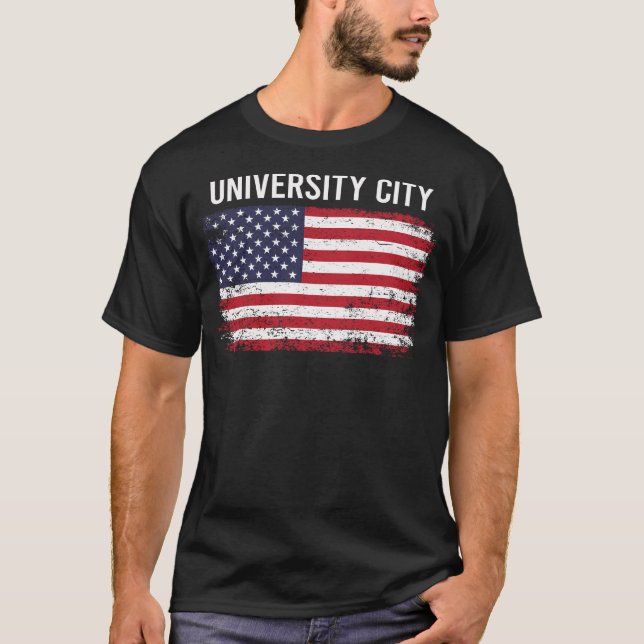 Camiseta Grunge American Flag University City (Anverso)