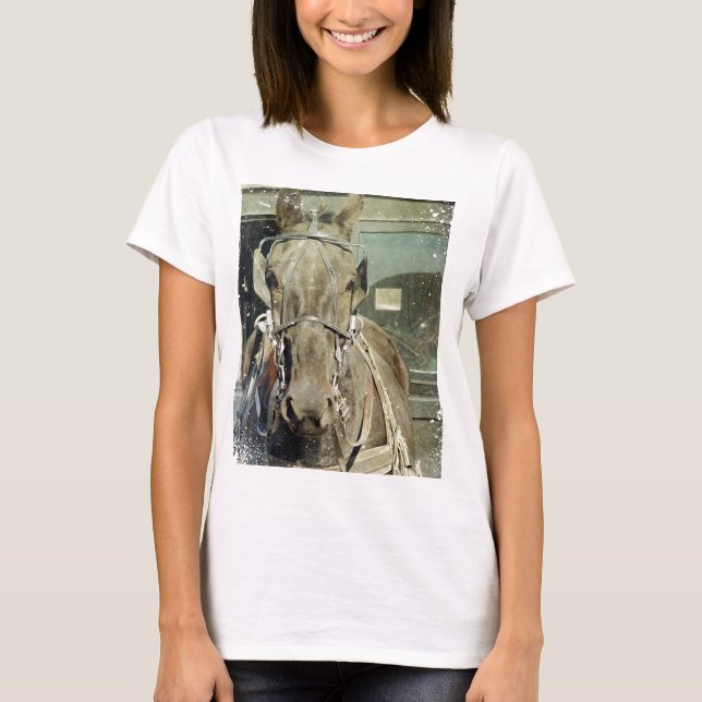 Camiseta Grunge Amish Buggy Horse (Anverso)