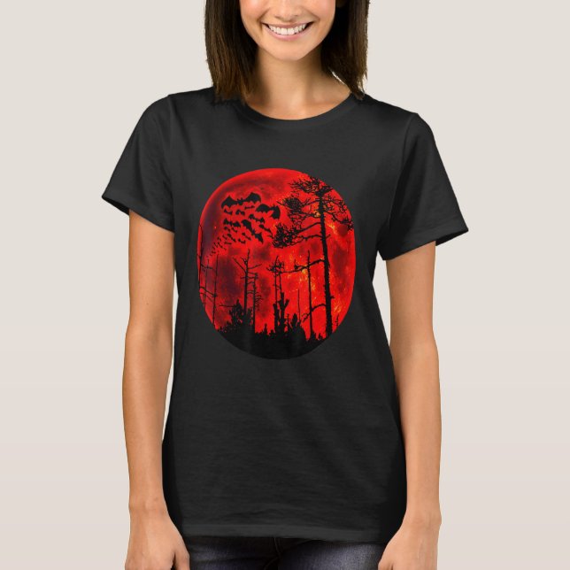Camiseta Grunge Bats Volando Sangre Gótica Luna Roja (Anverso)
