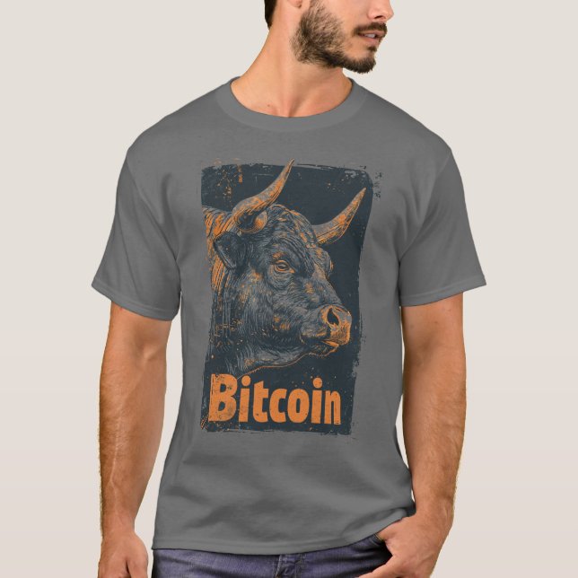 Camiseta Grunge Bitcoin Bull Crypto Blockchain Design (Anverso)