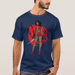 Camiseta Grunge Black Melanin Katana Japanese Anime Sakura 