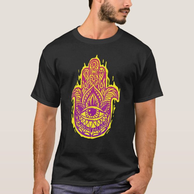 Camiseta Grunge Boho Hamsa Hand Chakra Mano De Ojo Malvado  (Anverso)