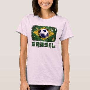 Camiseta Grunge brazil soccer flag gifts