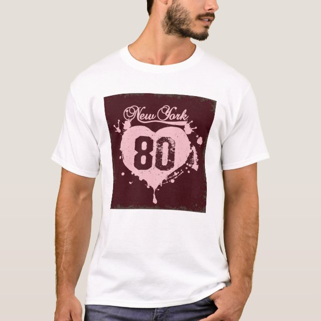Camiseta Grunge Corazón Rosa Nueva York (Anverso)