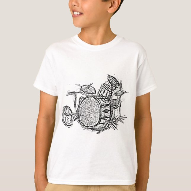 Camiseta Grunge de banda de rock kit de tambor (Anverso)