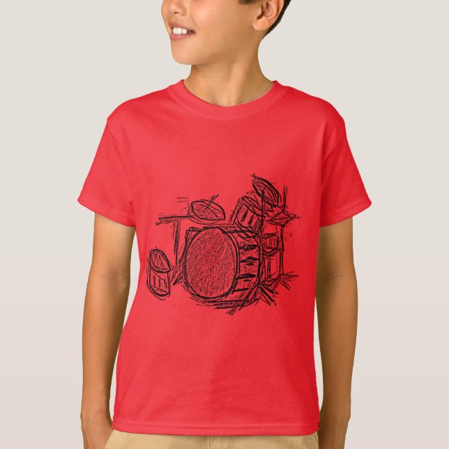 Camiseta Grunge de banda de rock kit de tambor (Anverso)