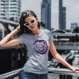 Camiseta Grunge de cabeza animal salvaje de león