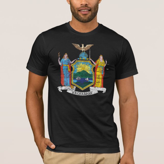 Camiseta Grunge de la bandera del Estado de Nuevo York (Anverso)