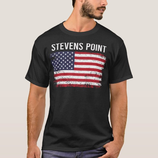 Camiseta Grunge la bandera estadounidense Stevens Point (Anverso)