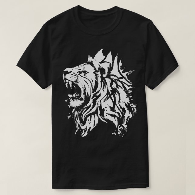 Camiseta Grunge Lion Head White (Diseño del anverso)