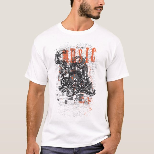 Camiseta Grunge Music Chaos - Urban Skull Design (Anverso)