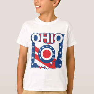 Camiseta Grunge patriótico rojo blanco y azul Ohio