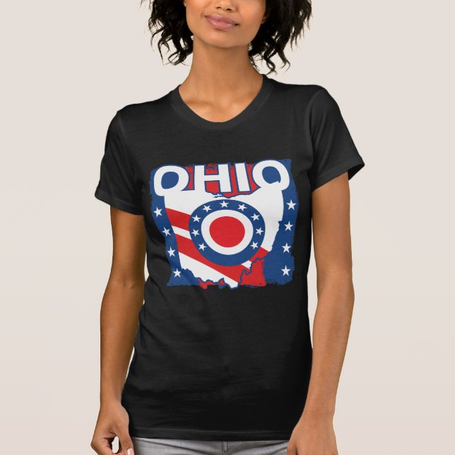 Camiseta Grunge patriótico rojo blanco y azul Ohio (Anverso)