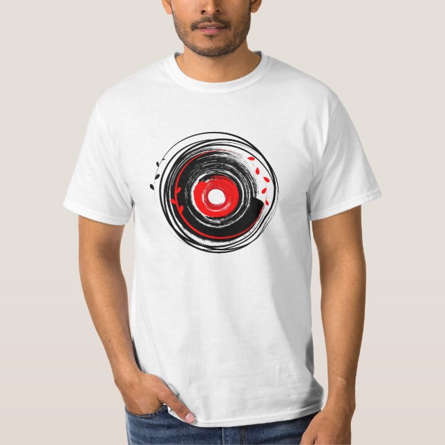 Camiseta Grunge retro del registro de vinilo pintado de pin (Anverso)