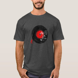 Camiseta Grunge Retro Del Registro Vinil Con Flores De Saku