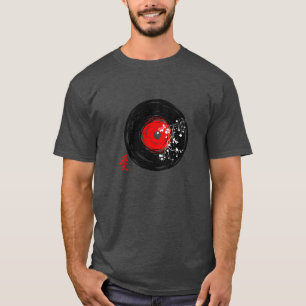 Camiseta Grunge Retro Del Registro Vinil Con Flores De Saku