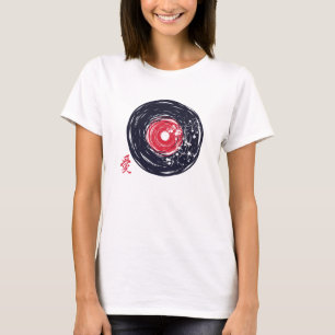 Camiseta Grunge Retro Del Registro Vinil Con Flores De Saku