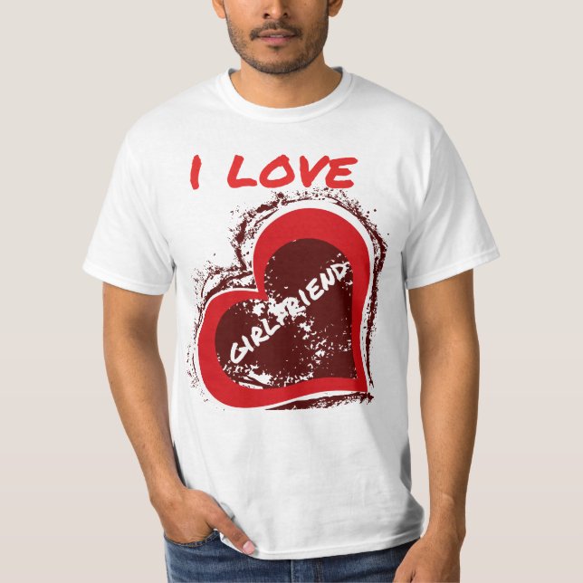 Camiseta Grunge Style I Love My Girlfriend Heart Design (Anverso)