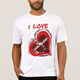 Camiseta Grunge Style I Love My Girlfriend Heart Design