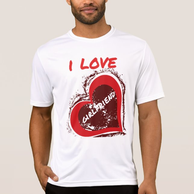 Camiseta Grunge Style I Love My Girlfriend Heart Design (Anverso)