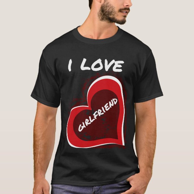 Camiseta Grunge Style I Love My Girlfriend Heart Design (Anverso)