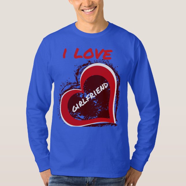 Camiseta Grunge Style I Love My Girlfriend Heart Design (Anverso)