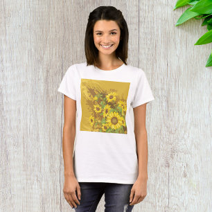 Camiseta Grunge Sunflower Art Negrita Floral Rústica Amaril