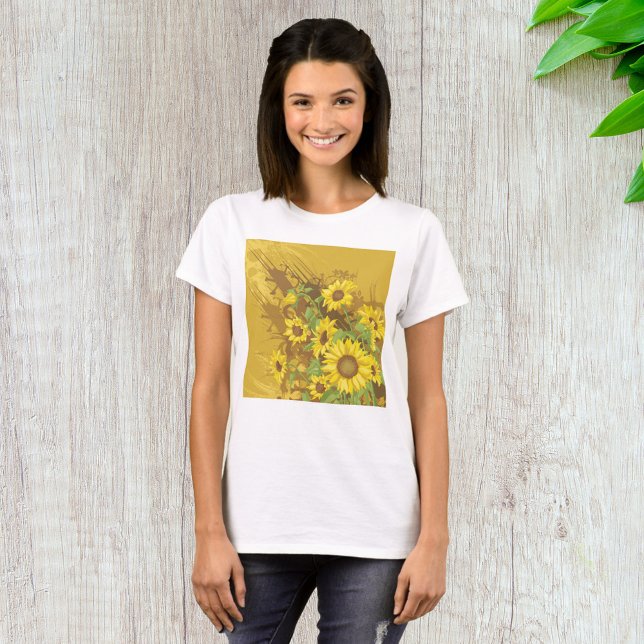 Camiseta Grunge Sunflower Art Negrita Floral Rústica Amaril (Subido por el creador)