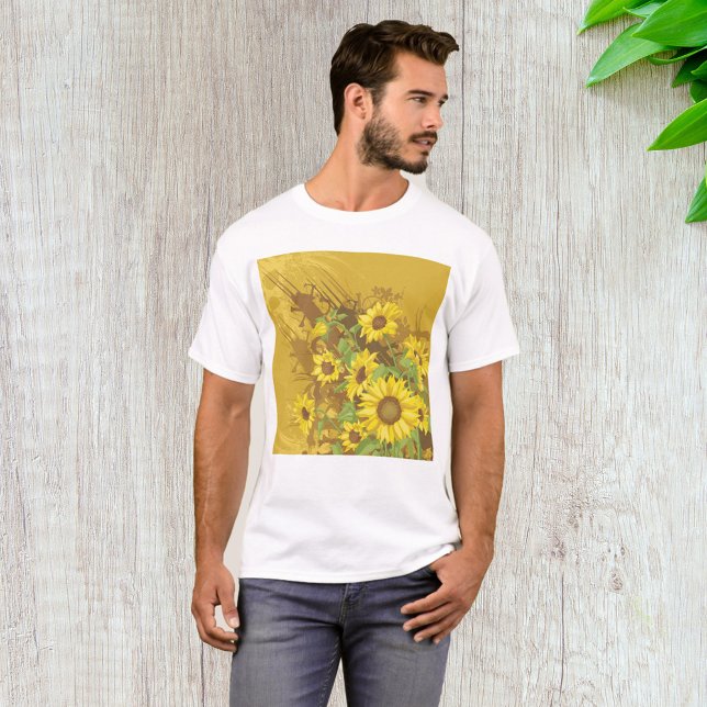 Camiseta Grunge Sunflower Art Negrita Floral Rústica Amaril (Subido por el creador)