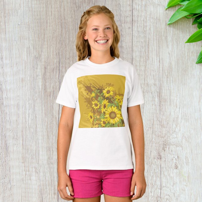 Camiseta Grunge Sunflower Art Negrita Floral Rústica Amaril (Subido por el creador)