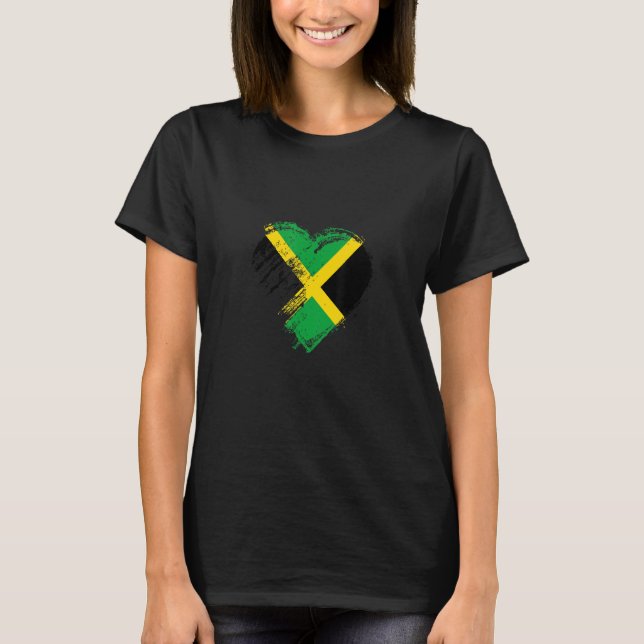 Camiseta Grungy I Love Jamaica Heart Flag (Anverso)