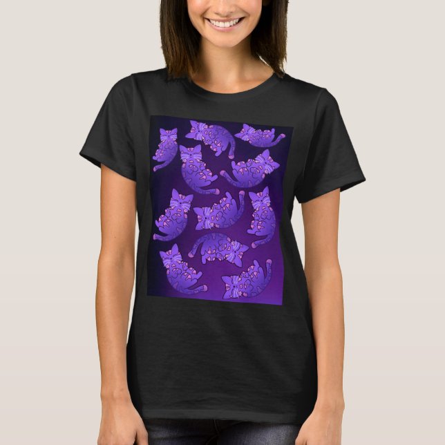 Camiseta Grupo Cute Purple Neon Kitten (Anverso)