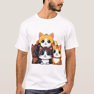Camiseta Grupo de adorables gatitos de dibujos animados.