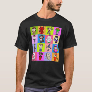 Camiseta Grupo De Caracteres Cutos Con Ghosts Más Extraños 
