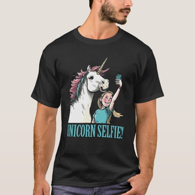Camiseta Grupo de Chicas de caballos de monorornio selfie m (Anverso)