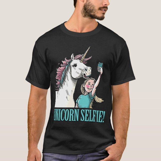 Camiseta Grupo de Chicas de caballos de monorornio selfie m (Anverso)