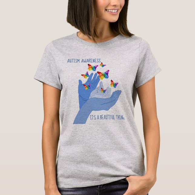 Camiseta Grupo de la conciencia del autismo de mariposas (Anverso)