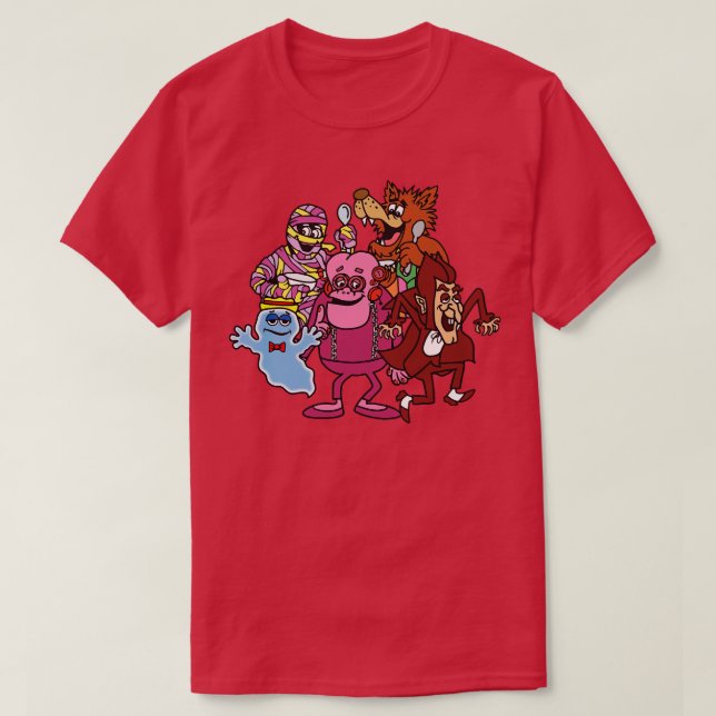 Camiseta Grupo de monstruos de cereales (Diseño del anverso)