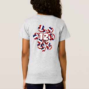 Camiseta grupo de nombres de atleta de voleibol azul rojo