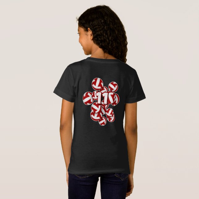 Camiseta grupo de nombres de atleta personalizado de voleib (Reverso completo)