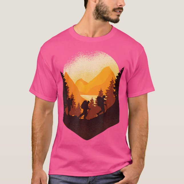 Camiseta Grupo De Senderismo En El Paisaje De Montaña Guay  (Anverso)