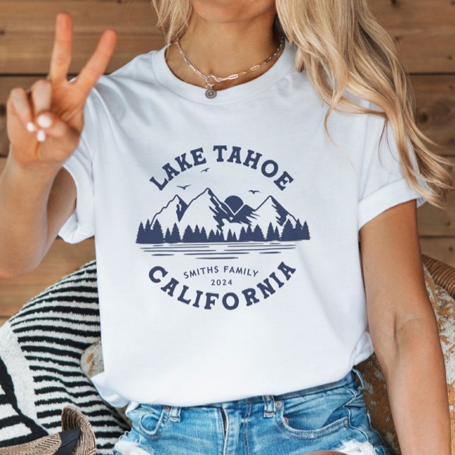 Camiseta Grupo de vacaciones de la familia personalizado La (Custom Family Lake Camping Vacation Group Matching T-Shirt)